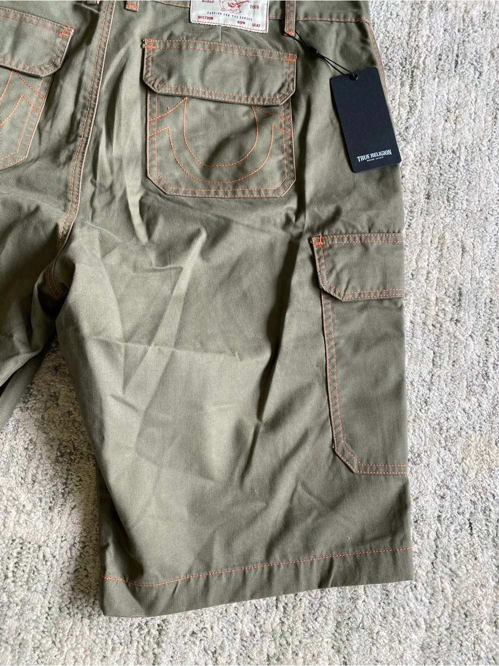 NEW True religion men's green cargo shorts 108056R7 Size 38